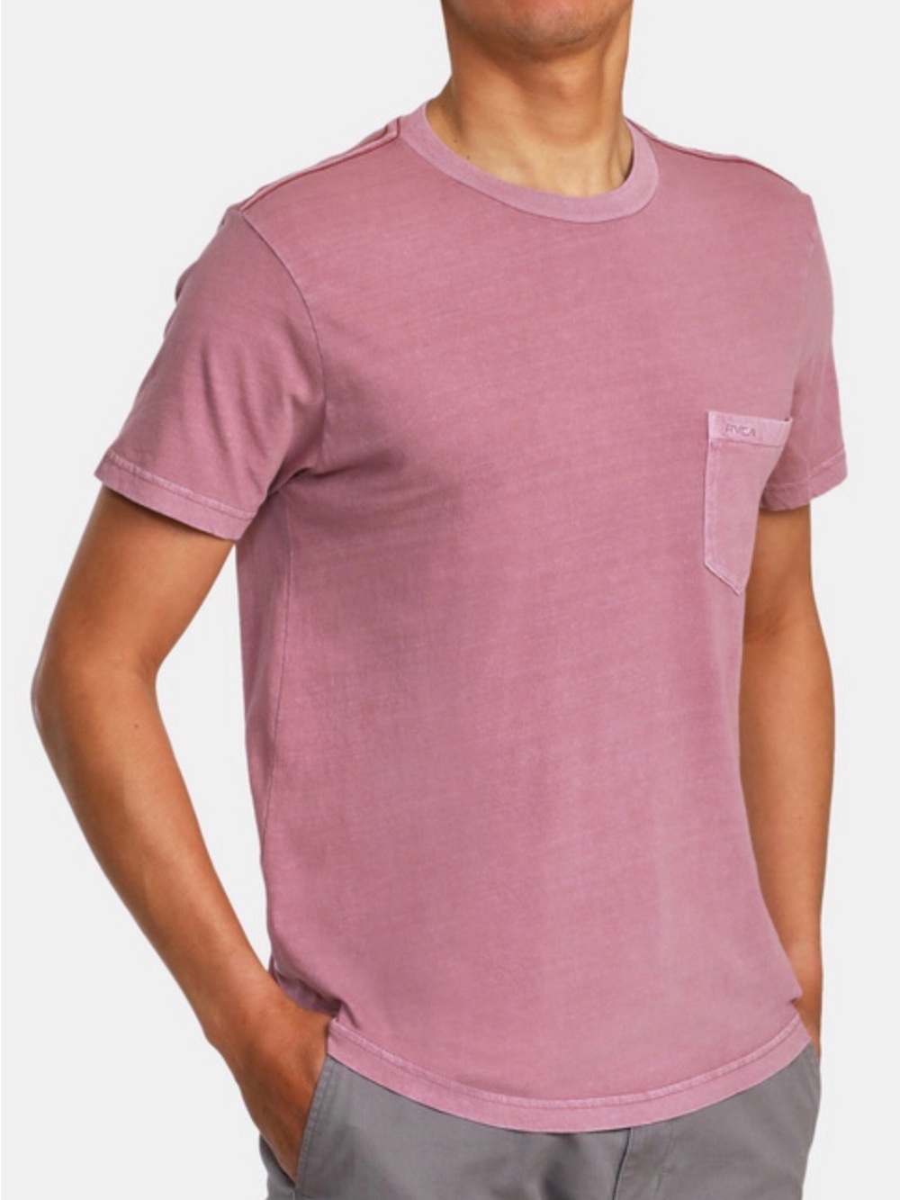 RVCA Pocket Tee Mens XL Vintage Wash Short Sleeve Pink Lightweight Pigment dyed